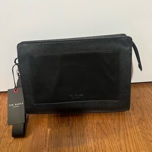 Ted Baker London Black Leather Washbag with Tags